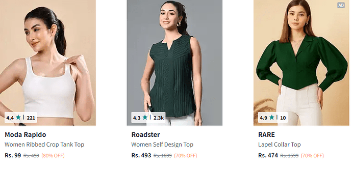 Myntra Tops Sale