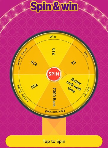 Amazon Spin & Win Offer Screenshot