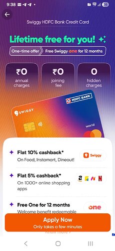 HDFC Swiggy Credit Card Offer Screenshot 1