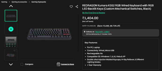 REDRAGON Kumara K552 RGB Mechanical Gaming Keyboard