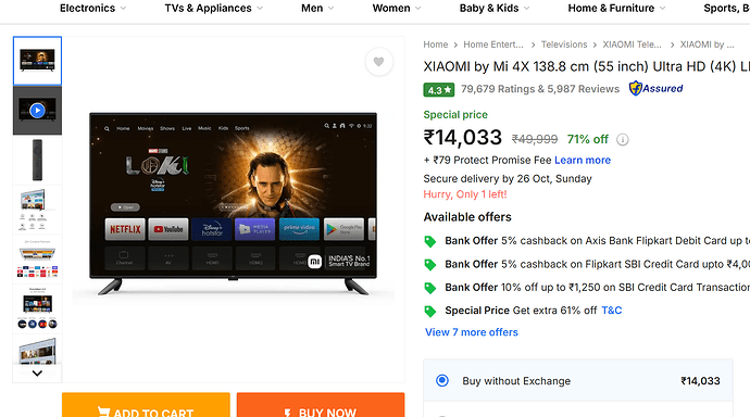 Xiaomi Mi 4X 55-inch 4K LED Smart Android TV