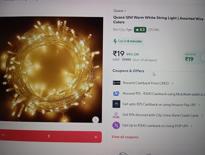 Quace 12M Warm White String Light