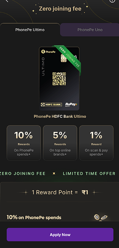 HDFC PhonePe Credit Card Zero Joining Fee Offer