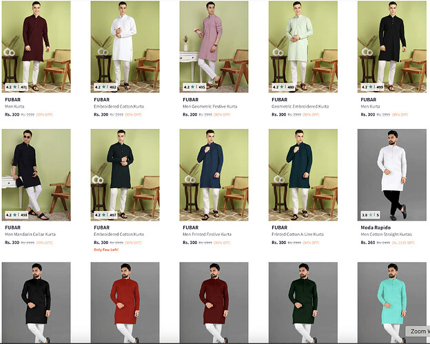 Myntra Men's Kurtas Sale