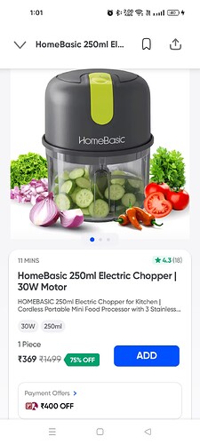 HomeBasic 250ml Electric Chopper