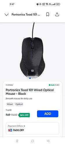 Portronics Toad 101 Wired Optical Mouse