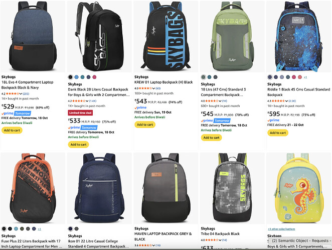 Skybags Backpacks Offer