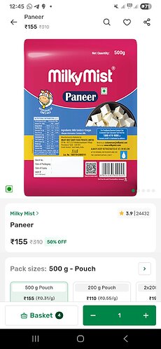 Milky Mist Paneer
