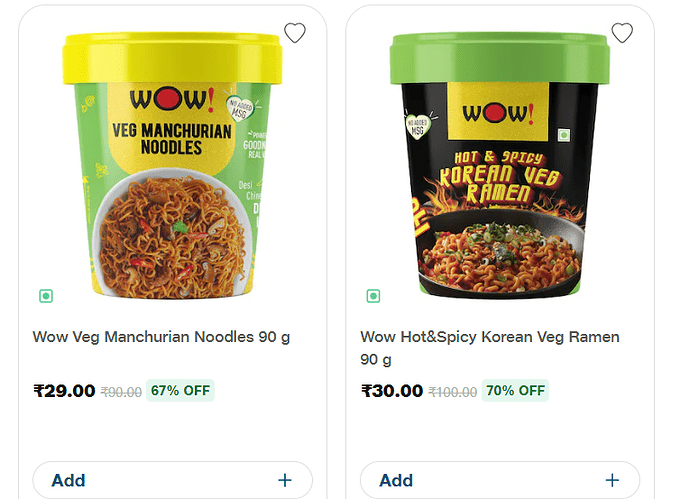 Wow Veg Manchurian Noodles Deal