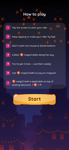 Magicpin Diwali Dash Game Screen