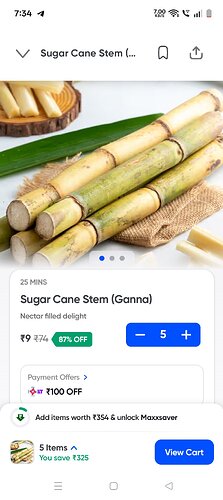 Swiggy Instamart Sugar Cane Stem Deal