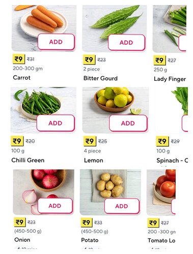 Zepto Vegetables Offer