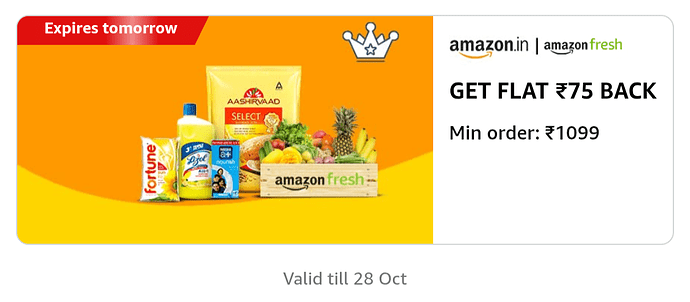 Amazon Fresh Cashback Offer