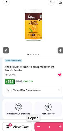 Ritebite Max Protein Alphanso Mango Plant Protein Powder