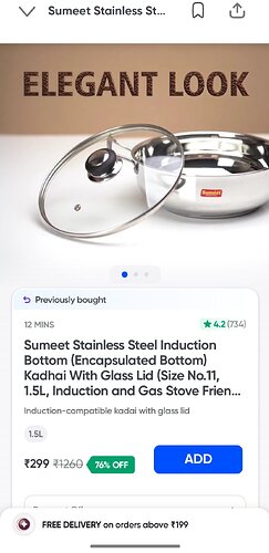 Sumeet 1.5L Stainless Steel Induction Bottom Cookware