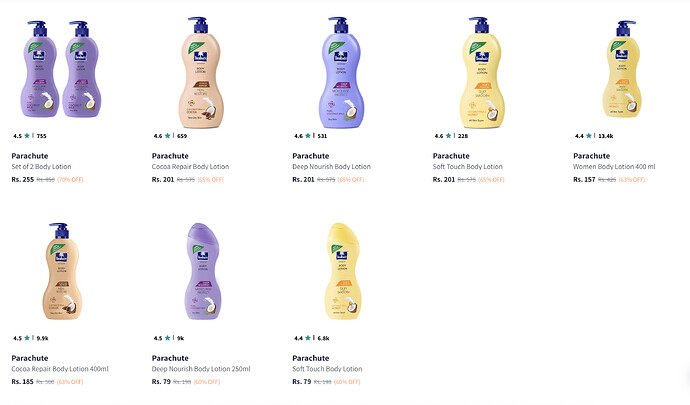 Parachute Body Lotions Sale