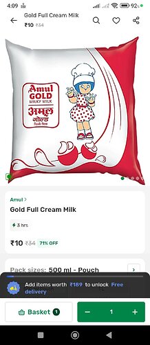 Amul Gold Full Cream Milk