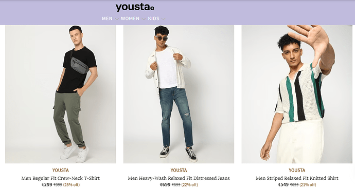 YOUSTA Men's Wear Offer