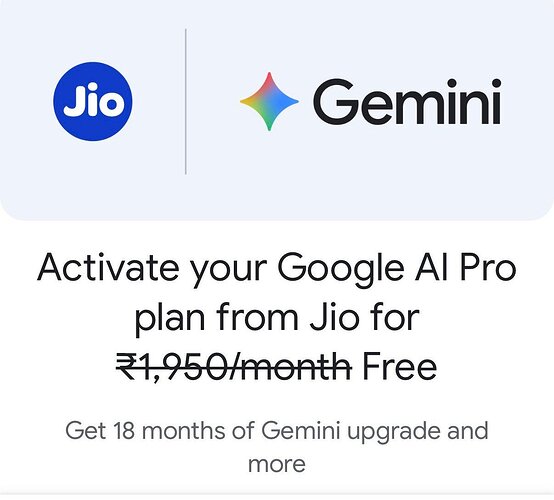 Jio x Gemini Pro Offer Banner