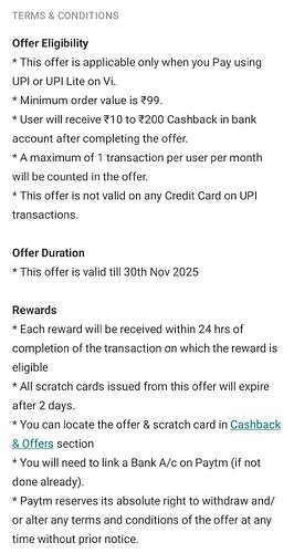 Paytm Vi Offer Details
