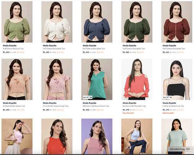 Moda Rapido Tops Price Example