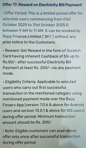 Electricity Bill Payment Offer