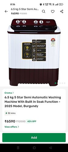 Croma 6.5 kg Washing Machine