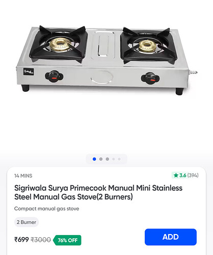 Sigriwala Surya Primecook 2-Burner Mini Gas Stove