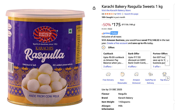 Karachi Bakery Gulab Jamun 1kg Pack