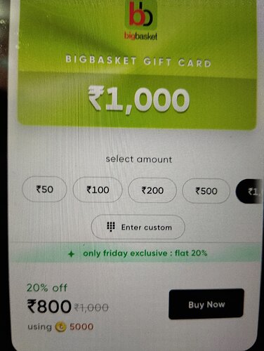 Cred Bigbasket Offer