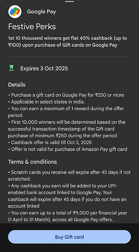 Google Pay Gift Card Offer Screenshot 2