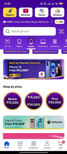 iPhone 16 Black 128GB on Flipkart