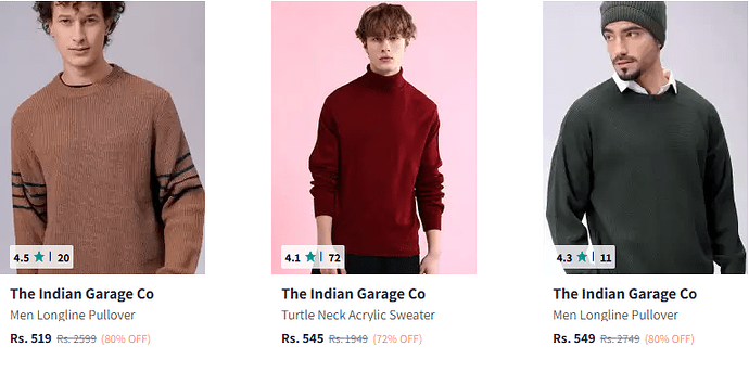 The Indian Garage Co. Sweaters on Myntra