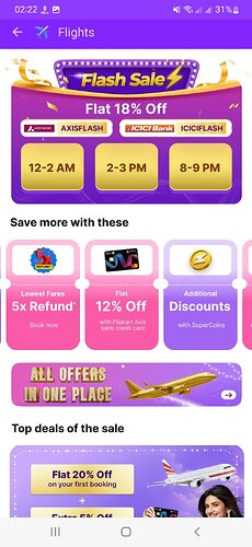 Flipkart Flight Bank Offers