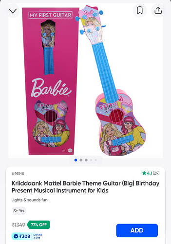 Kriiddaank Mattel Barbie Theme Guitar
