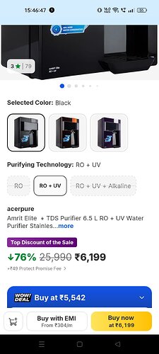Acepure Amrit Elite RO+UV Water Purifier