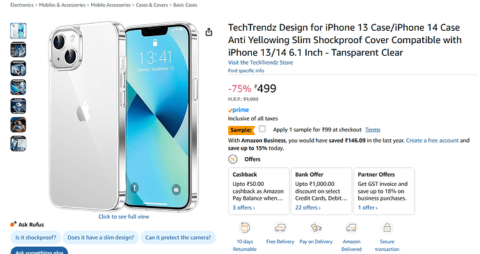 TechTrendz iPhone 13/14 Clear Case