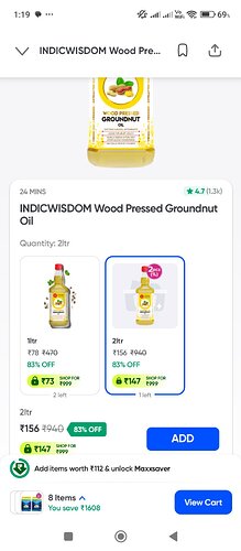 INDICWISDOM Wood Pressed Groundnut Oil 2L