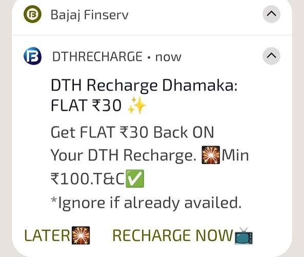 DTH Recharge Cashback Offer