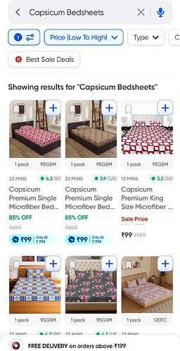 Swiggy Instamart Capsicum Bedsheets Deal