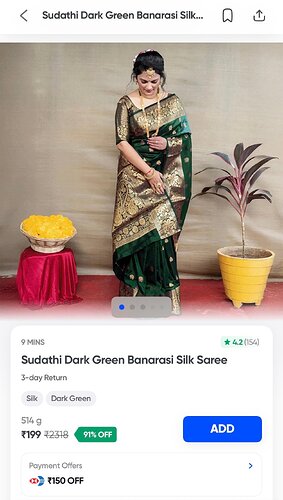 Sudathi Dark Green Banarasi Silk Saree