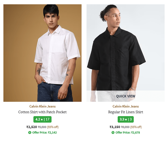Calvin Klein Jeans Shirts Offer