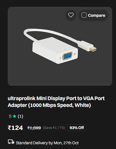 UltraProlink Mini DisplayPort to VGA Adapter