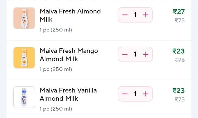 Maiva Fresh Vanilla Almond Milk Deal on Zepto