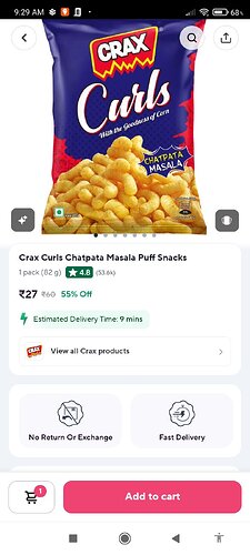 Crax Snacks on Zepto