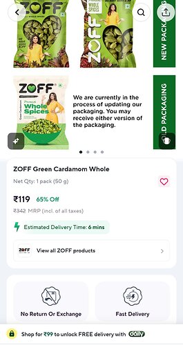 Zoff Green Cardamom 50g