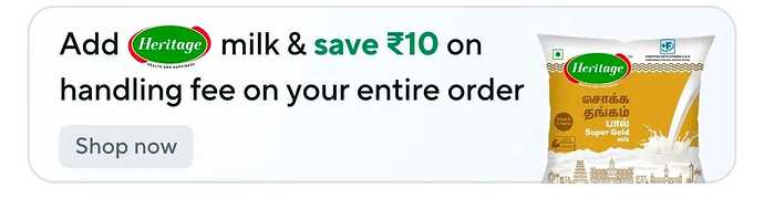 Zepto Heritage Milk Handling Fee Offer