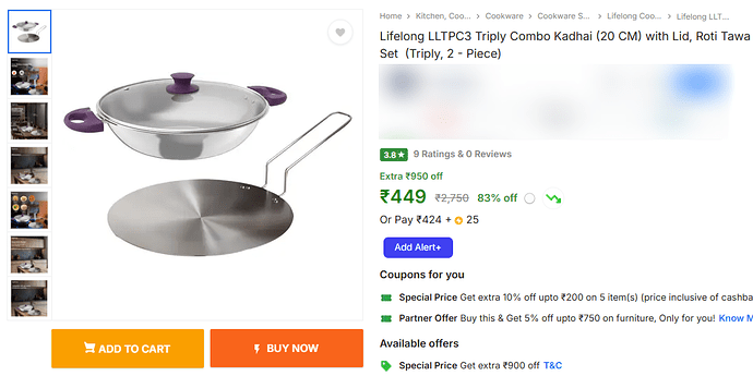 Lifelong Triply Cookware Set