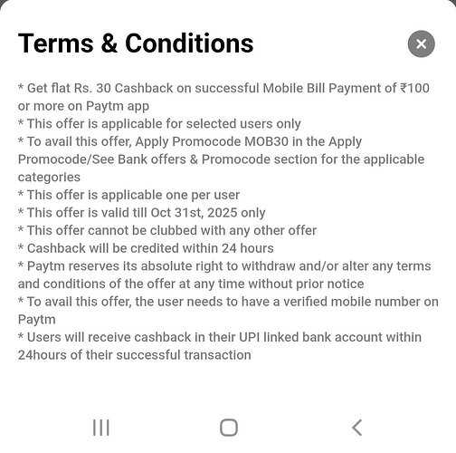 Paytm Mobile Bill Payment Offer