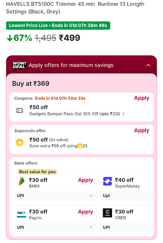 HAVELLS BT5100C Trimmer (Black, Grey)